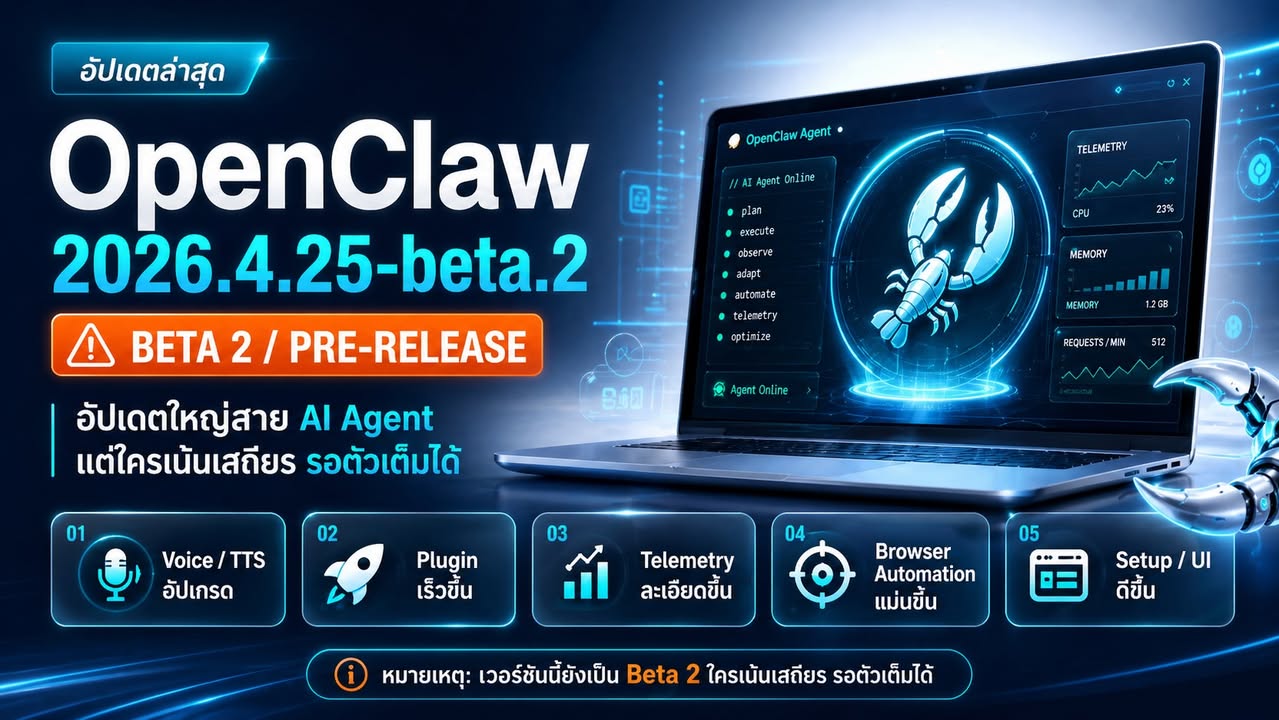 🦞 OpenCLAW v2026.4.25-beta.2 มาแล้ว — Release ใหญ่ครั้งแรกขอ…