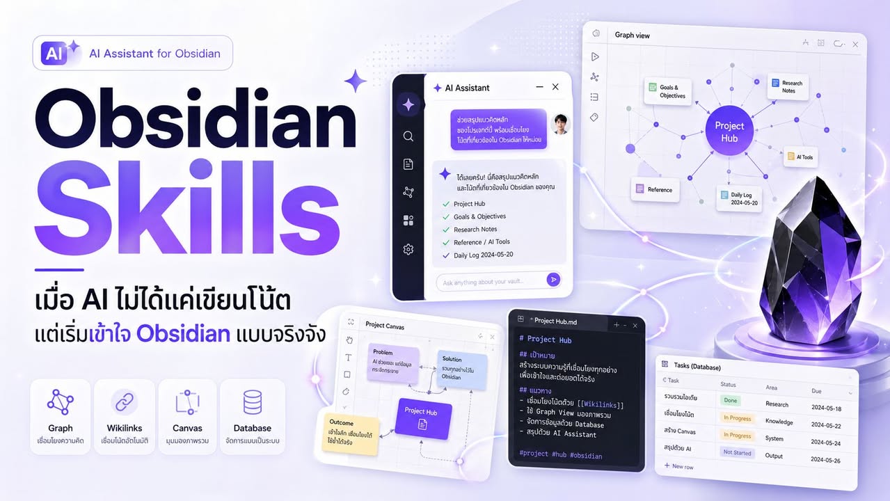 🧠 Obsidian Skills มาแล้ว — เมื่อ AI ไม่ได้แค่ “เขียนโน้ต” แต…