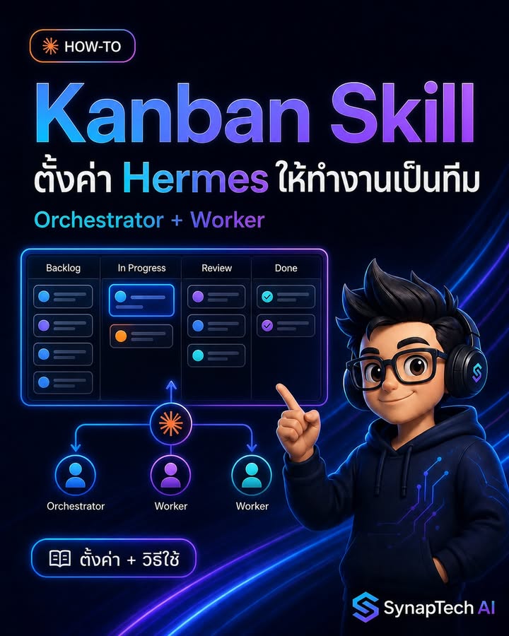 🤖 วิธีใช้ Hermes Kanban Skills — สั่ง AI ให้แตกงาน แบ่งทีม แ…
