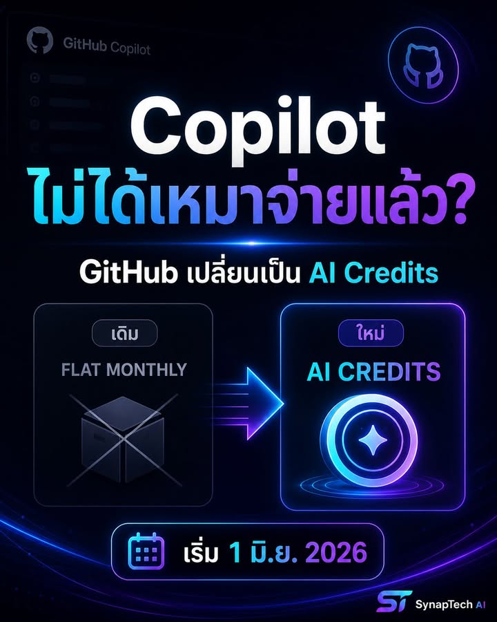 🚨 GitHub Copilot กำลังเปลี่ยนโมเดลคิดเงิน