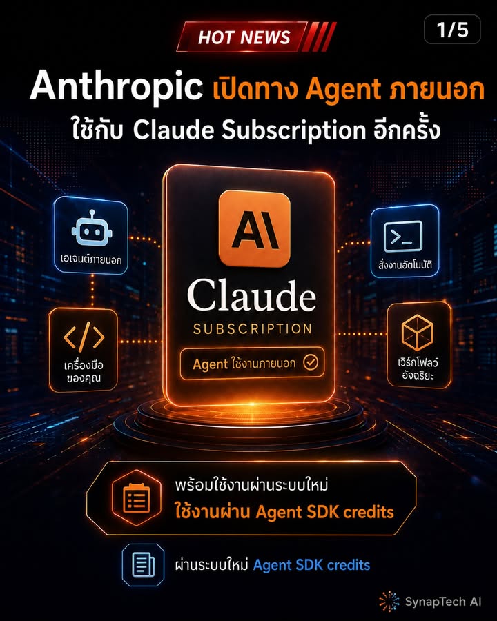 🚨 Anthropic เปิดทางให้ Agent ภายนอกใช้ Claude Subscription ไ…