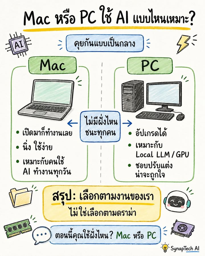 Mac หรือ PC ถ้าจะใช้ AI จริงจัง ควรเลือกอะไรดี?