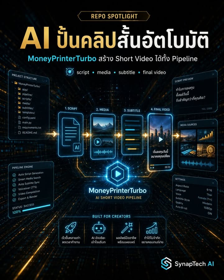 🚨 AI ทำคลิปสั้นอัตโนมัติ เริ่มเข้าใกล้ workflow จริงขึ้นเรื่…