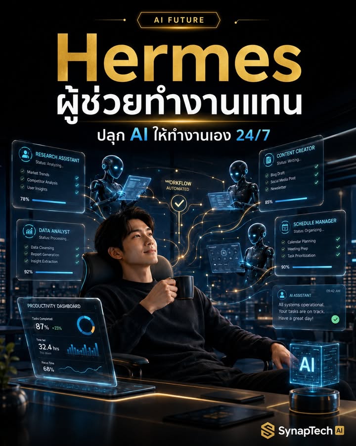 🚨 ผมกำลังลองเปลี่ยน Hermes ให้กลายเป็น "พนักงาน AI 24/7" ที่…