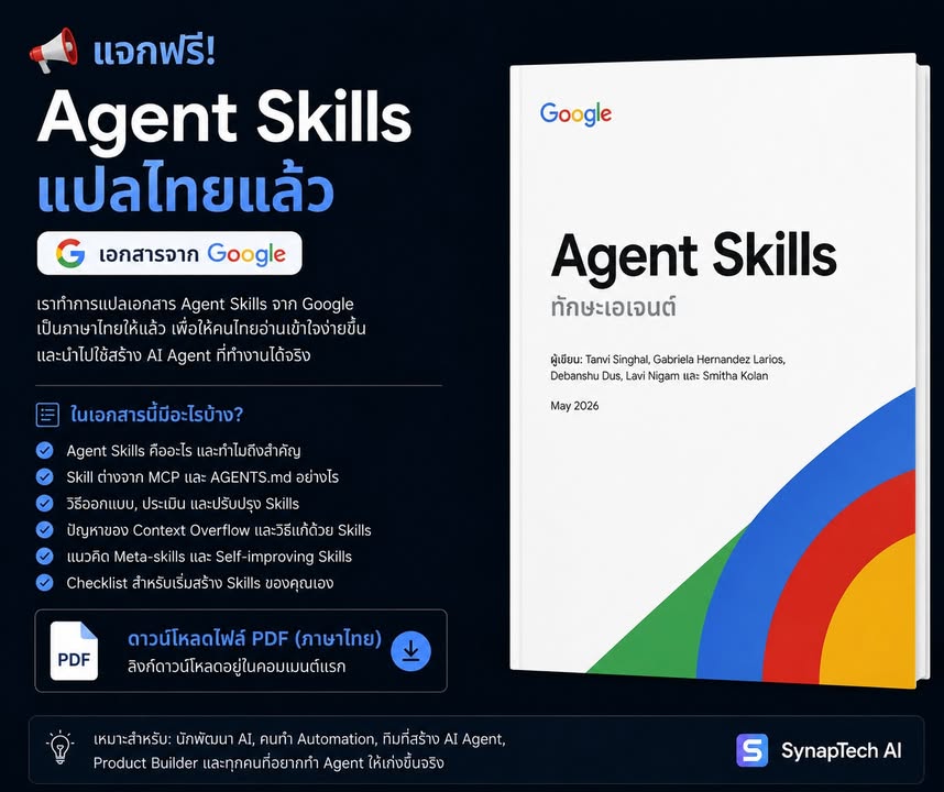 🚨 แจกไฟล์แปลไทย: Agent Skills จาก Google
